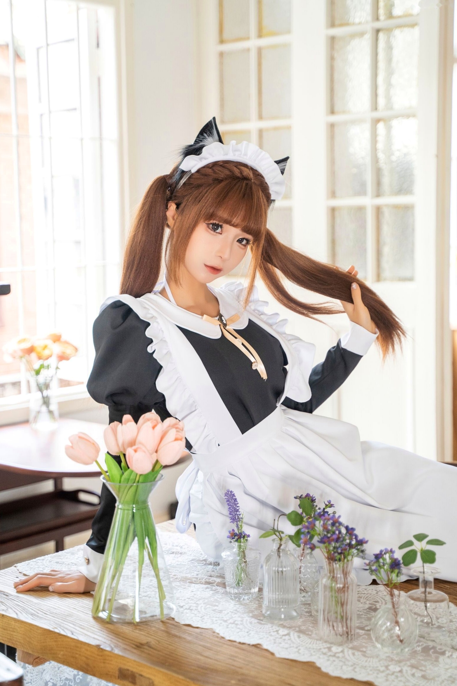 蠢沫沫-私人女仆猫耳双马尾女仆装性感比基尼私房写真