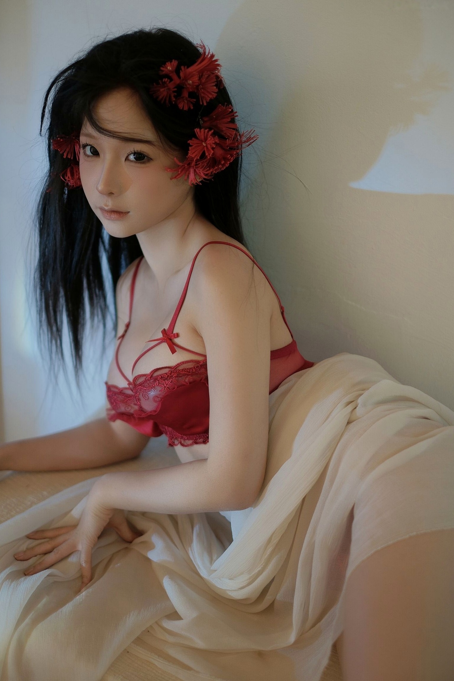 蠢沫沫-红 红色内衣性感私房照 唯美薄纱诱惑大片