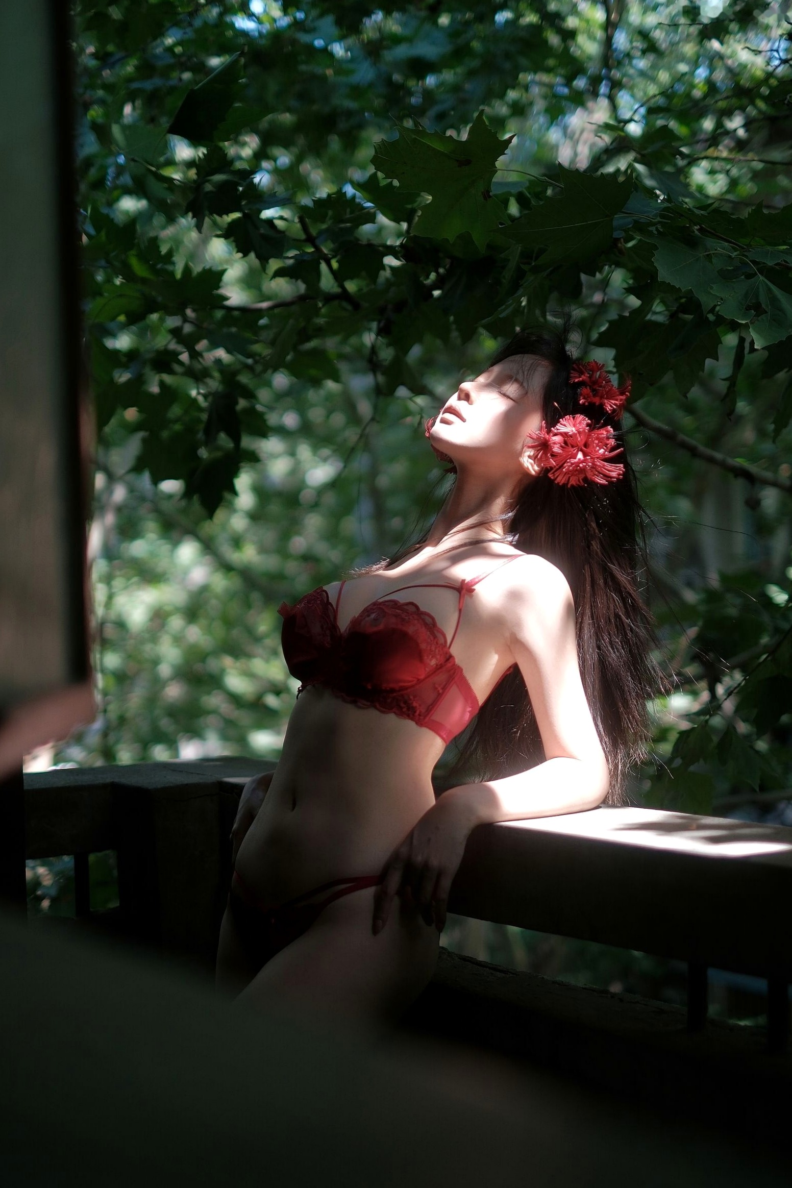 蠢沫沫-红 红色内衣性感私房照 唯美薄纱诱惑大片