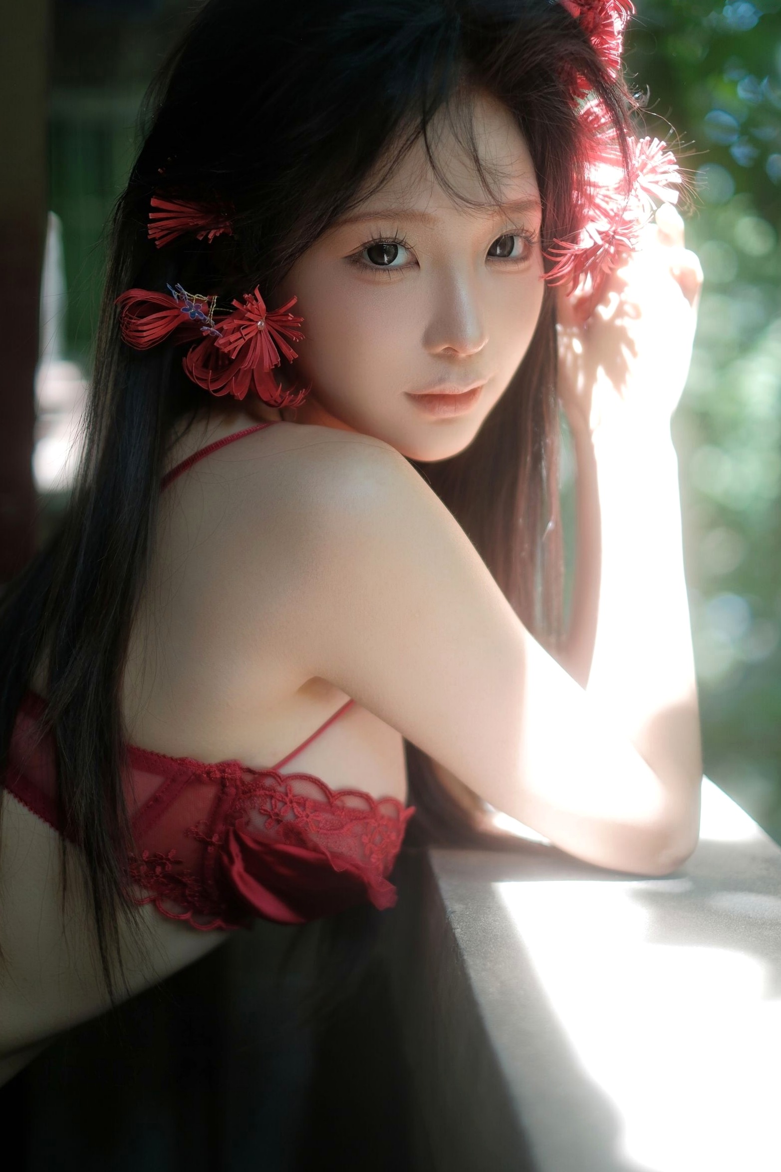 蠢沫沫-红 红色内衣性感私房照 唯美薄纱诱惑大片