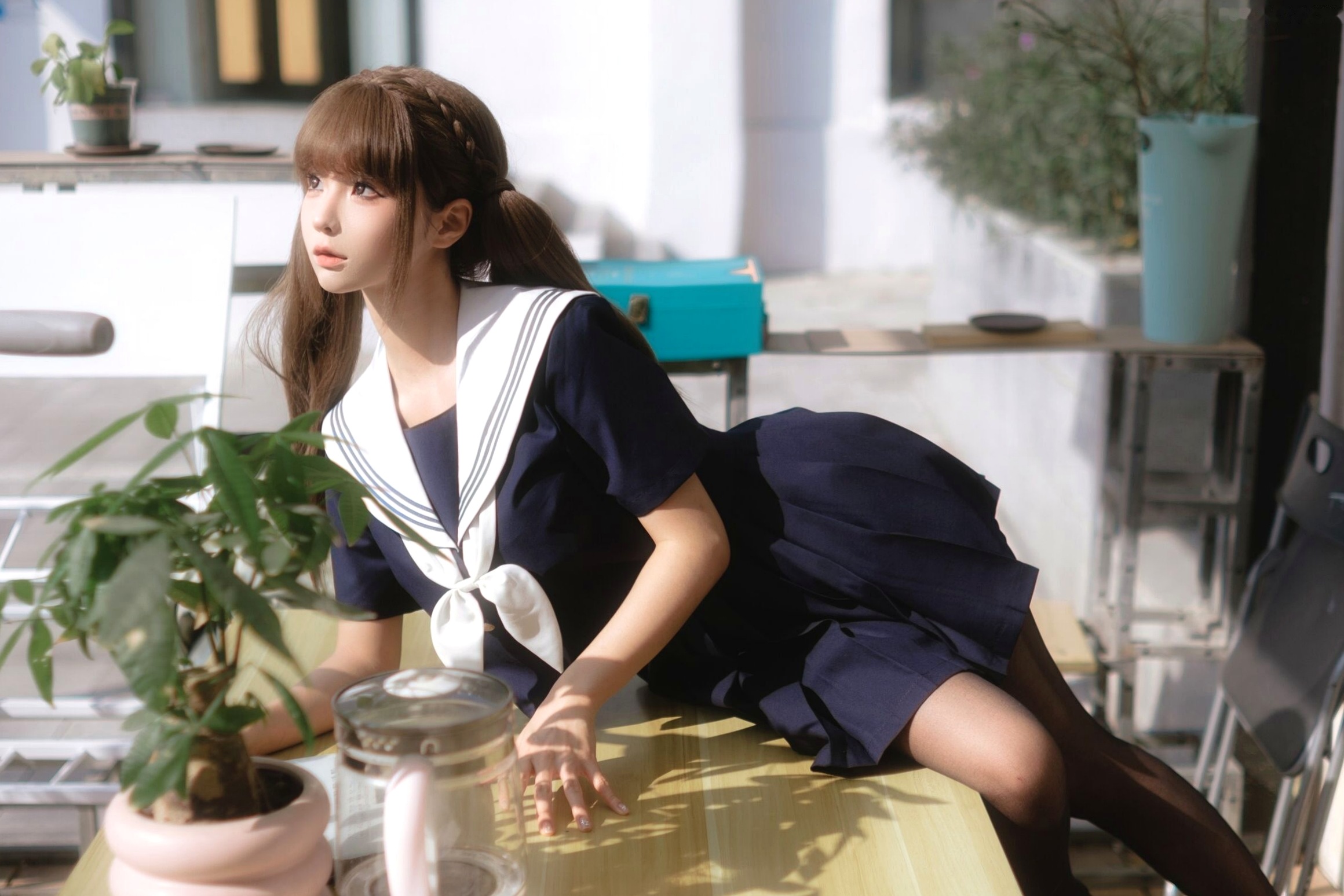 《蠢沫沫-午后-Afternoon》日系水手制服黑丝性感大尺度私房写真