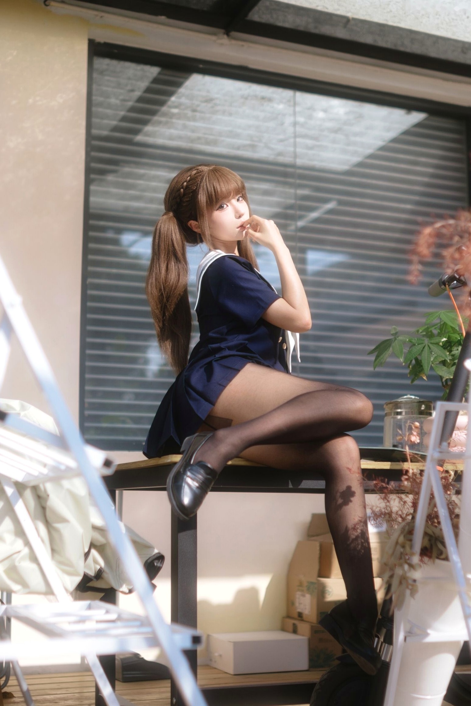 《蠢沫沫-午后-Afternoon》日系水手制服黑丝性感大尺度私房写真