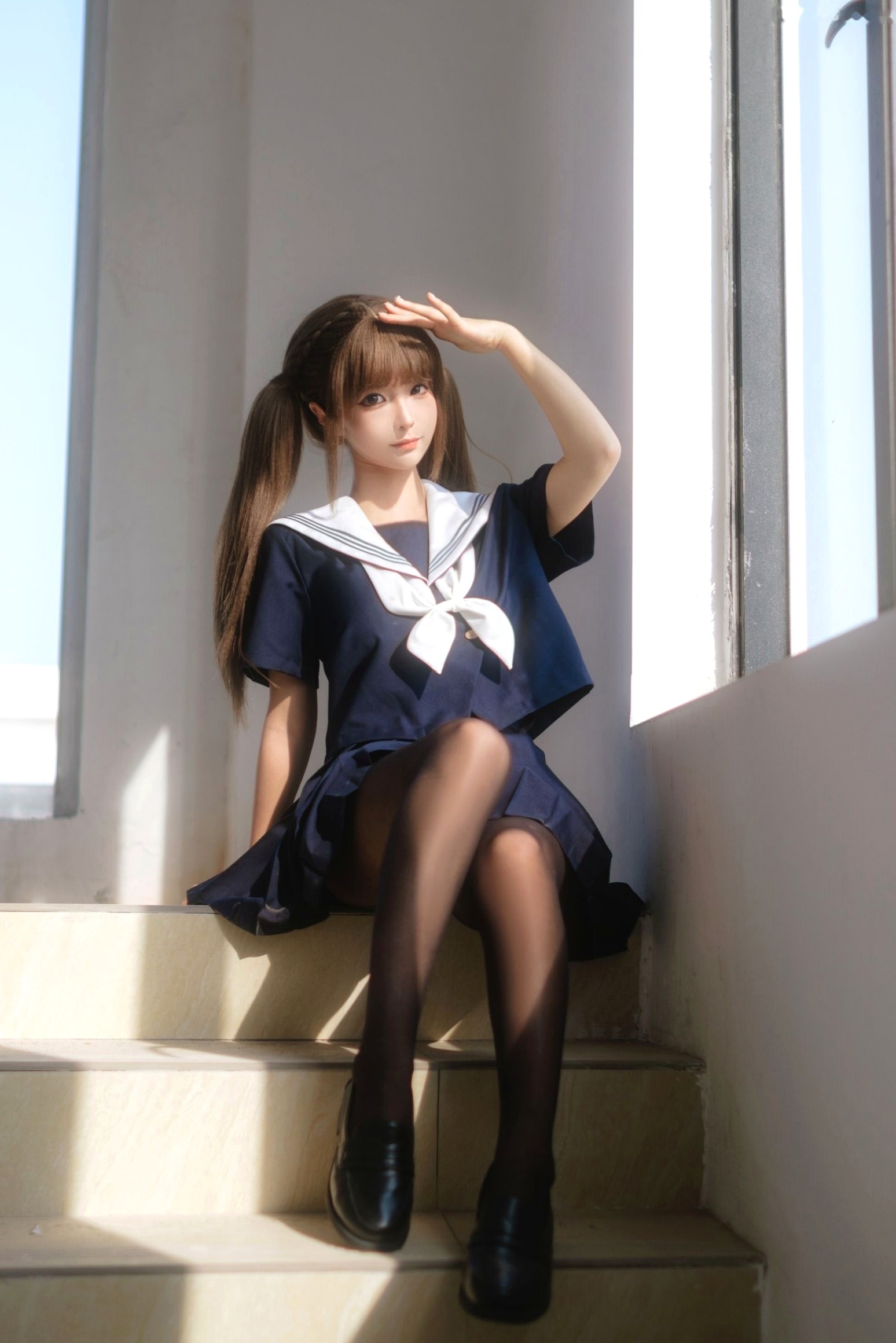 《蠢沫沫-午后-Afternoon》日系水手制服黑丝性感大尺度私房写真