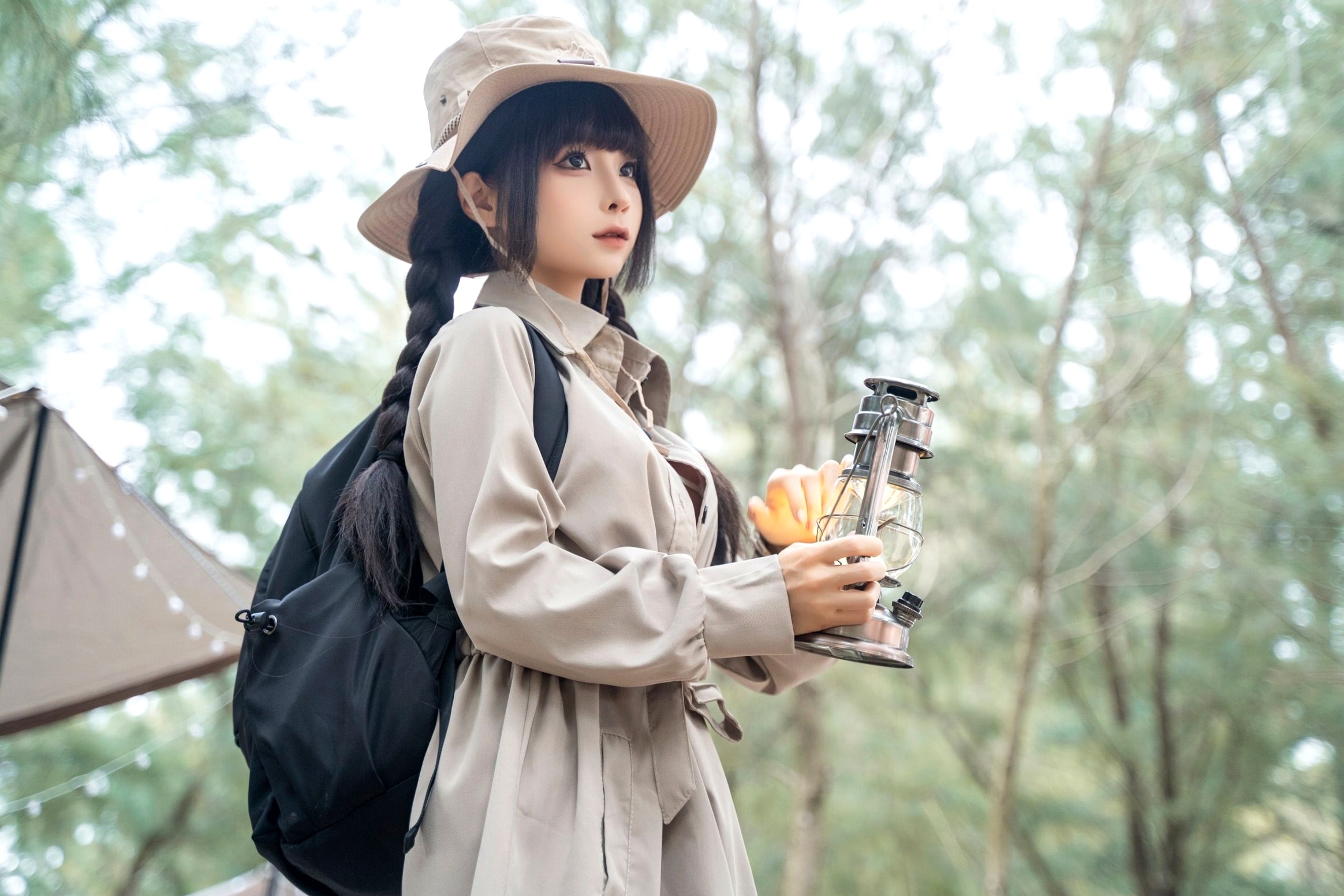 蠢沫沫-露营户外探险,童颜巨乳比基尼私房写真,帐篷里的极致诱惑