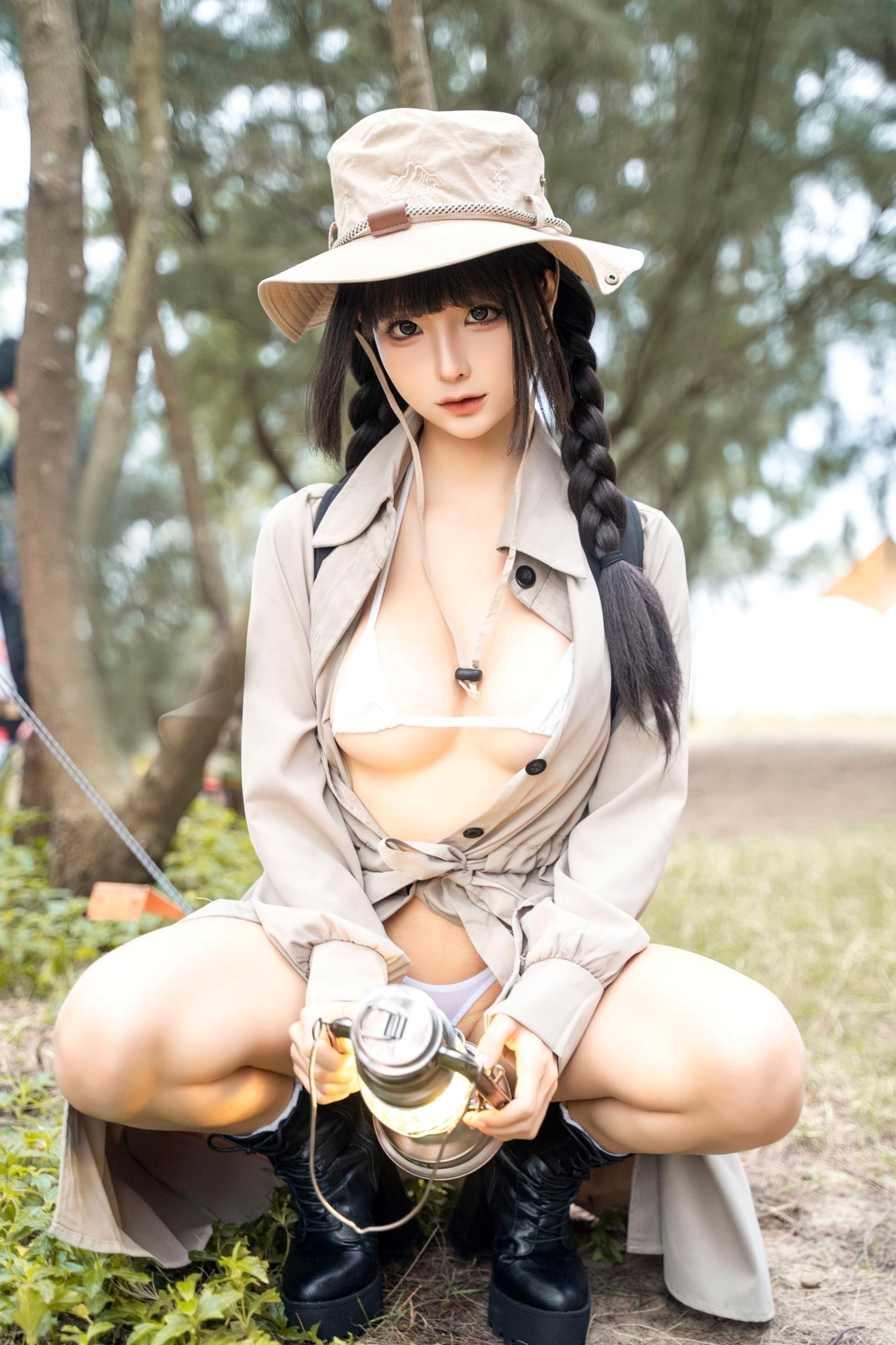 蠢沫沫-露营户外探险,童颜巨乳比基尼私房写真,帐篷里的极致诱惑