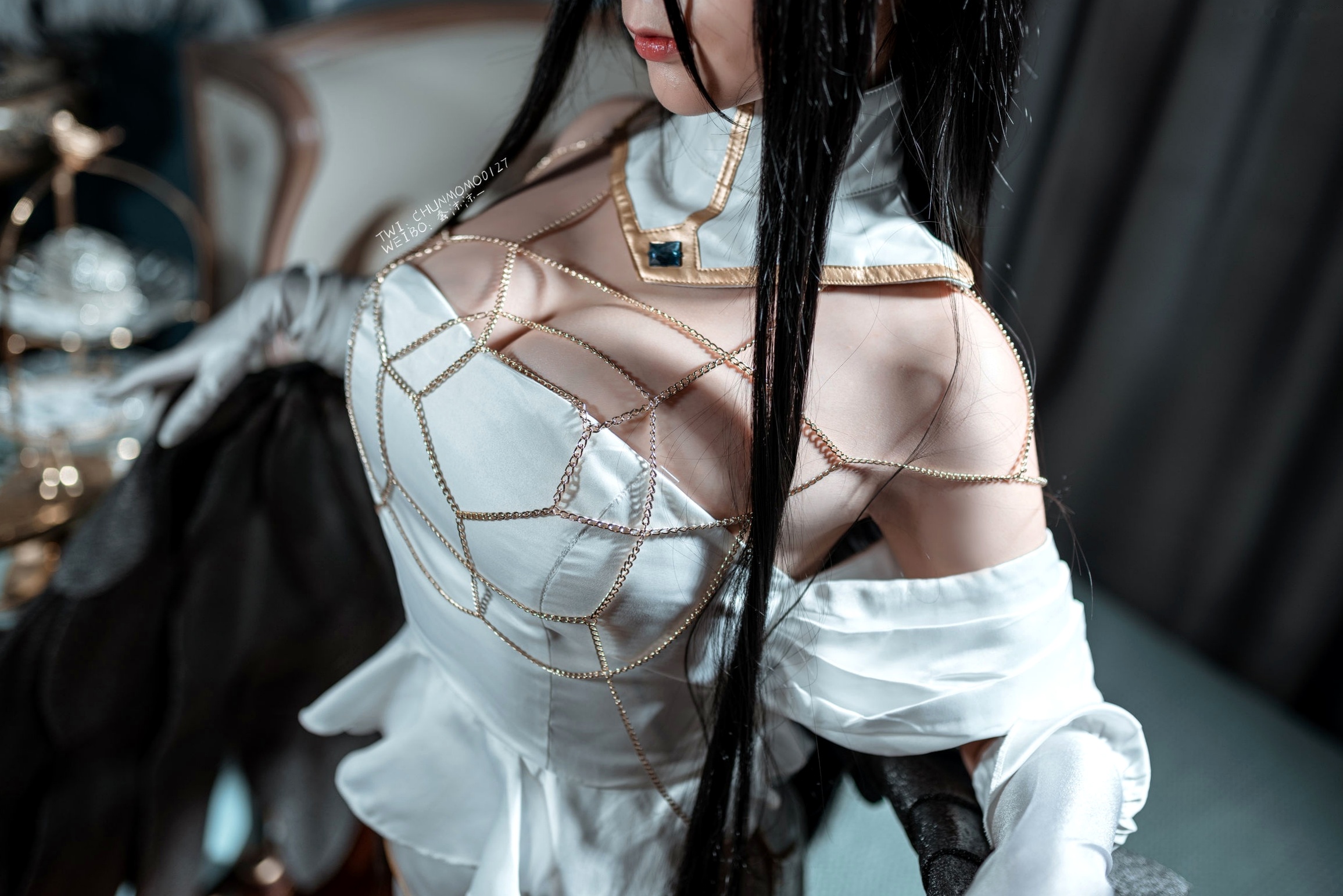 蠢沫沫-085-雅儿贝德原皮:极致还原动漫角色,华丽礼服展现暗黑御姐风,精美私房Cos作品