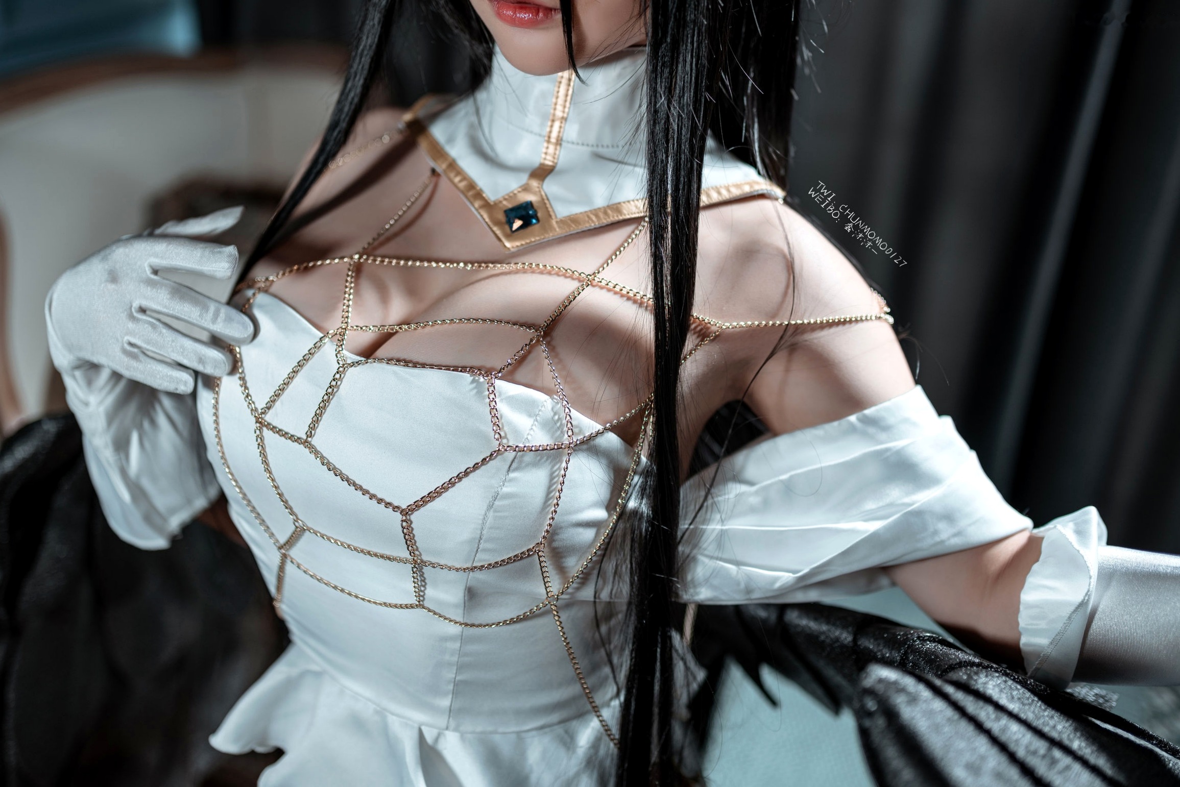 蠢沫沫-085-雅儿贝德原皮:极致还原动漫角色,华丽礼服展现暗黑御姐风,精美私房Cos作品