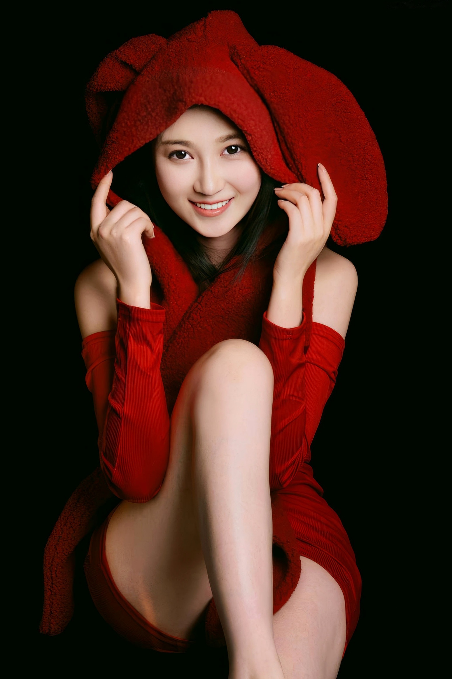年年Nnian-拜年兔,红色兔女郎主题私房,春节喜庆性感诱惑女神写真