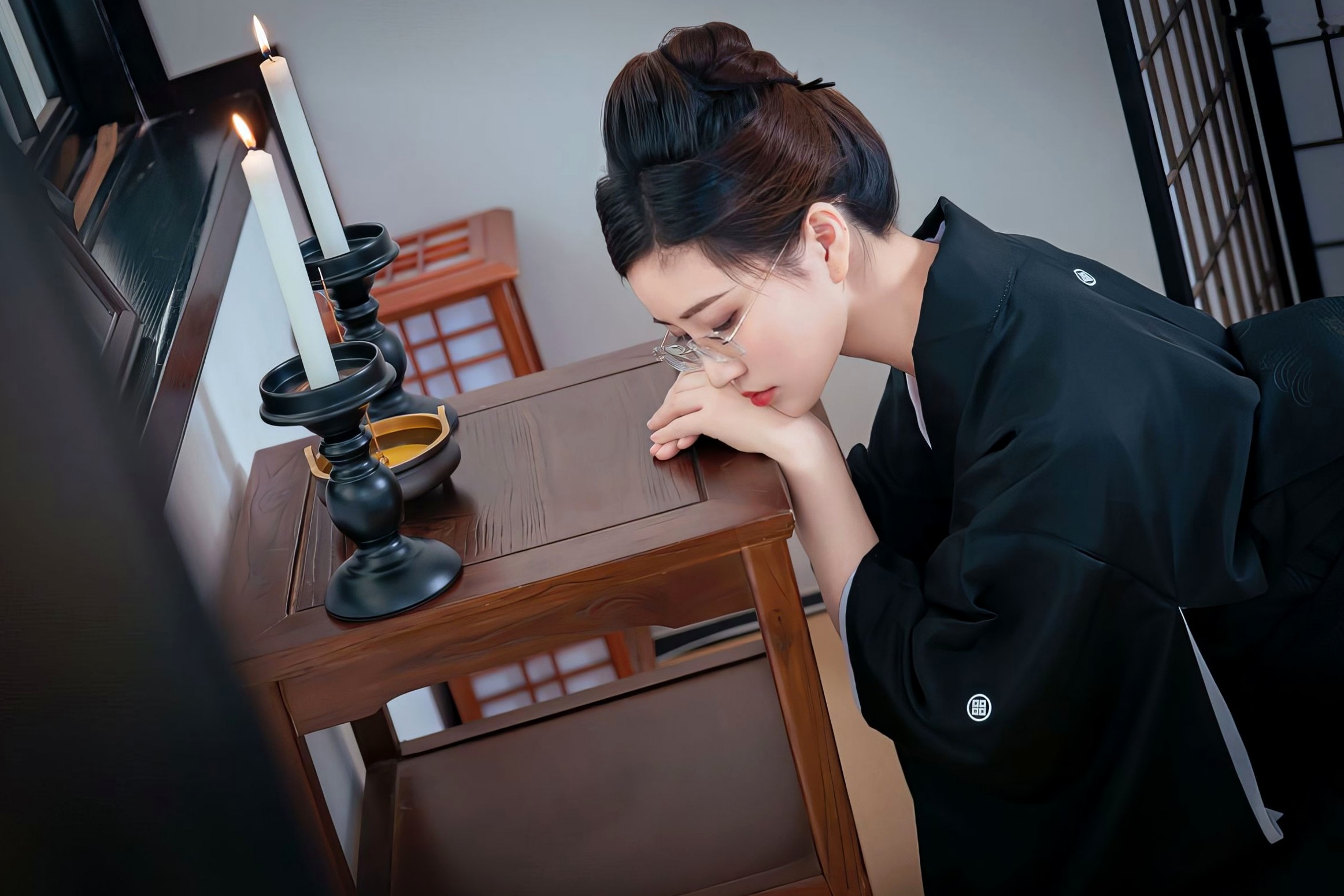 年年-未亡人角色扮演,极品诱惑私房照,日式典雅与别样性感风,氛围感十足