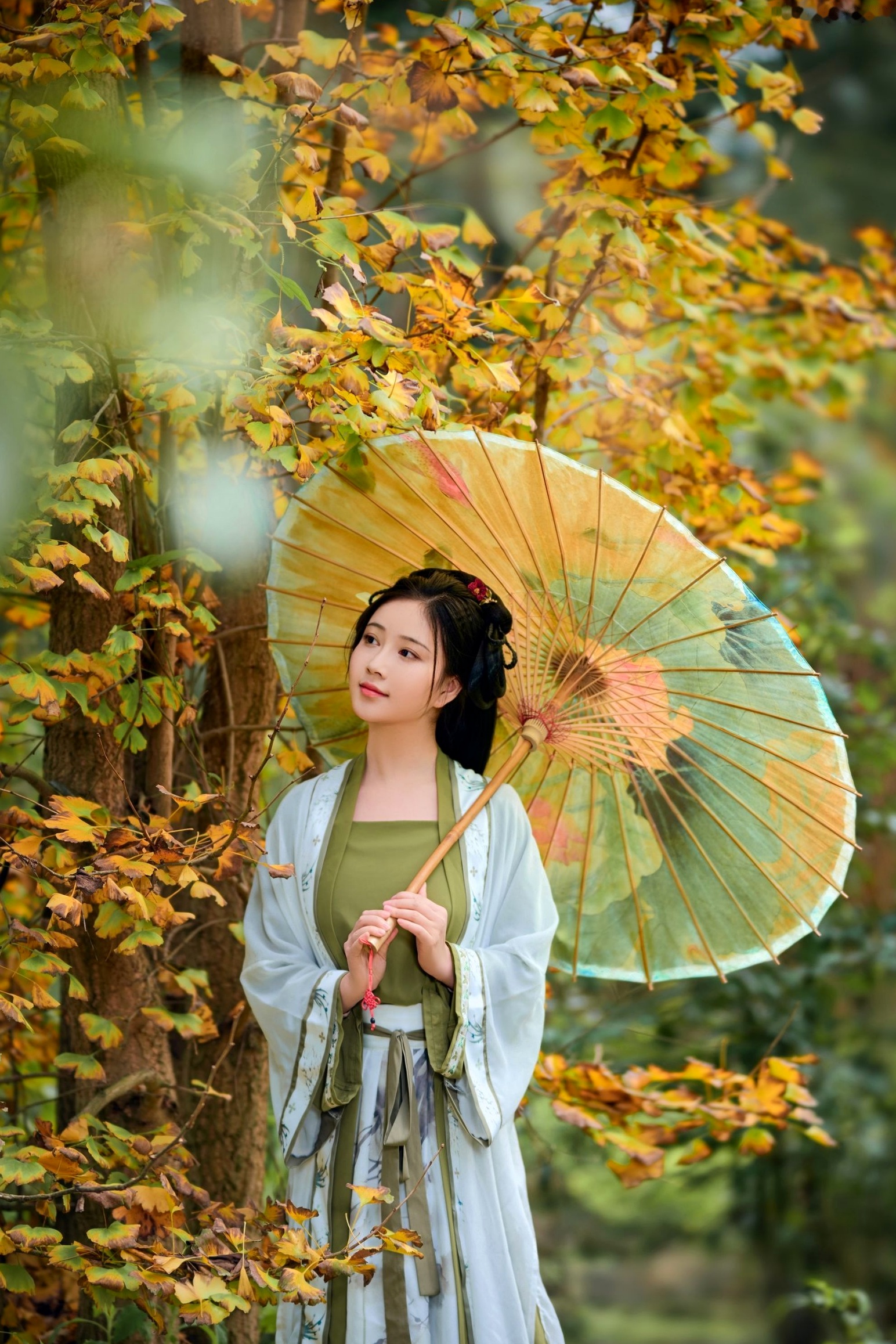 年年Nnian-秋兮:古风汉服户外私房,绝美少女秋日林间大尺度唯美写真