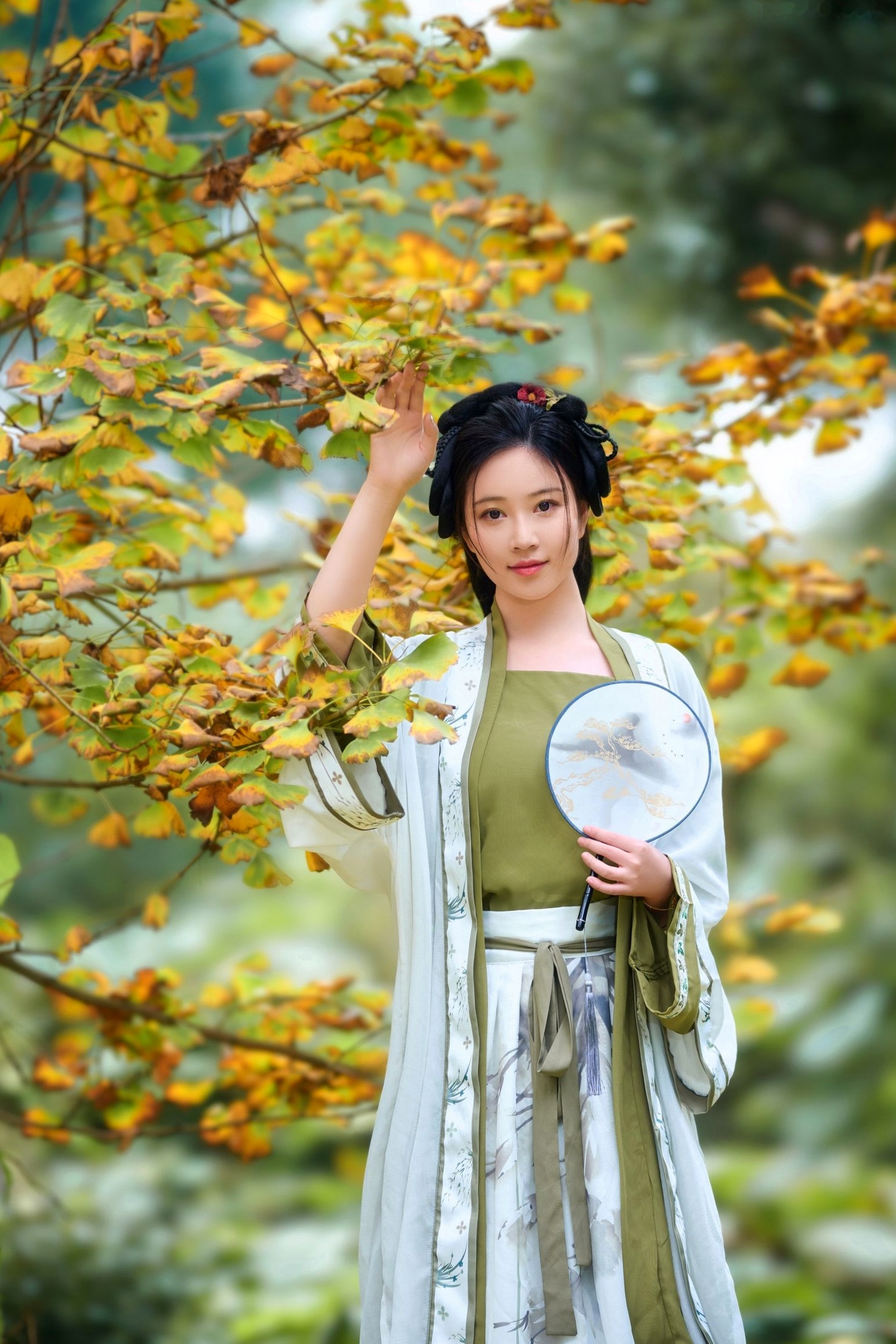 年年Nnian-秋兮:古风汉服户外私房,绝美少女秋日林间大尺度唯美写真
