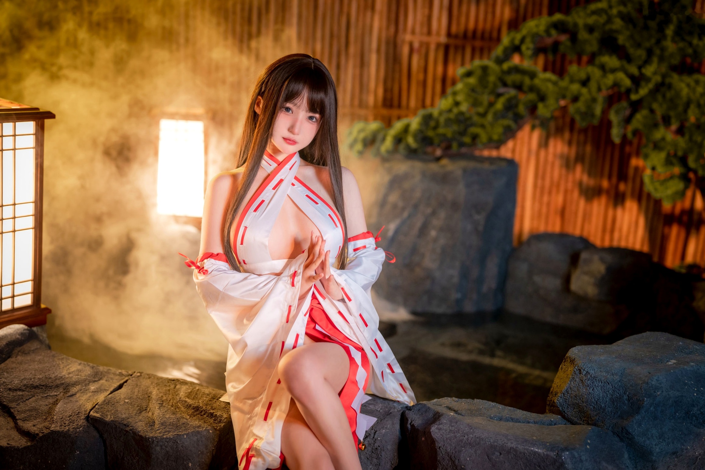 桜井宁宁-045-纯洁巫女:温泉氤氲大尺度私房,极致纯欲和风诱惑