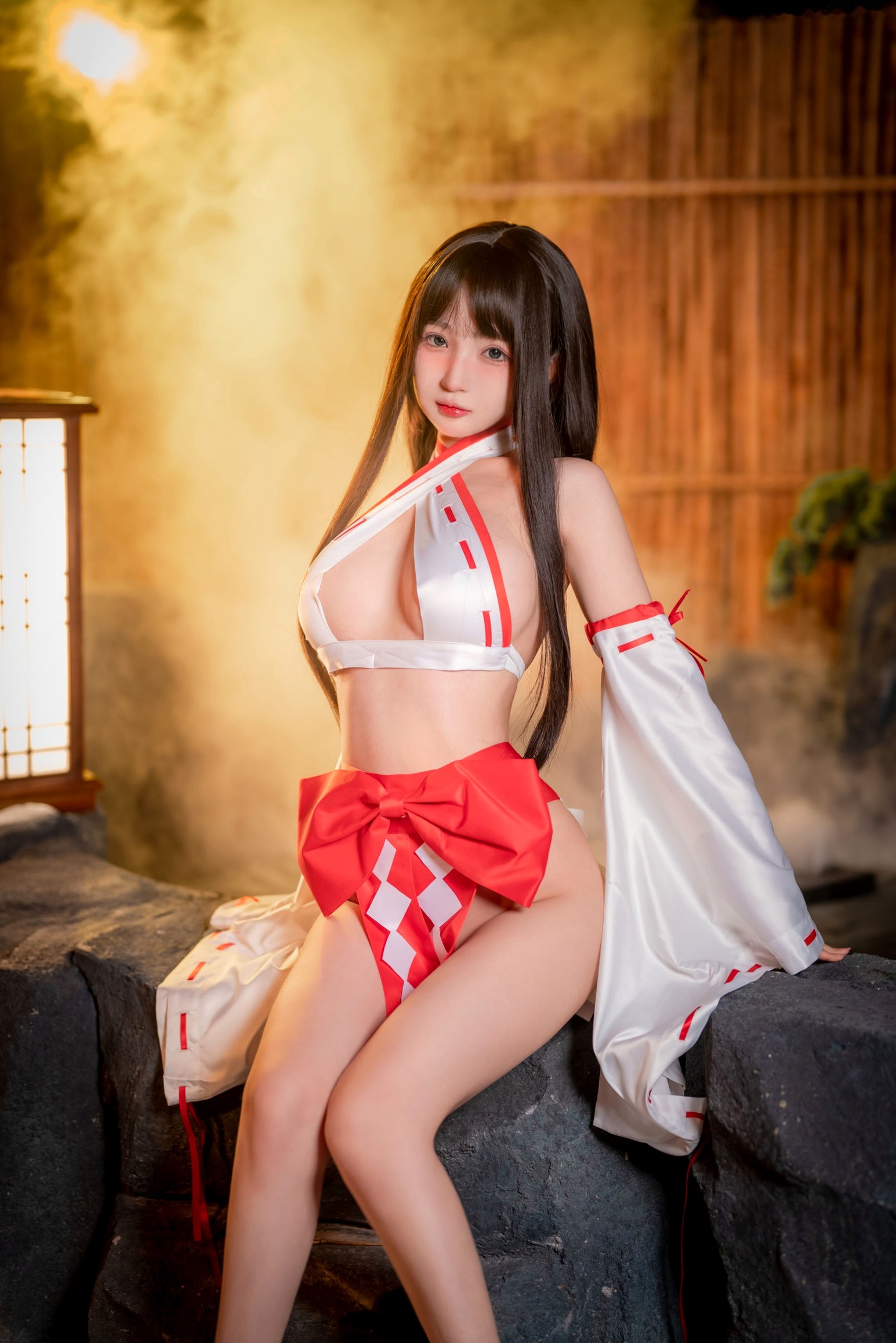 桜井宁宁-045-纯洁巫女:温泉氤氲大尺度私房,极致纯欲和风诱惑