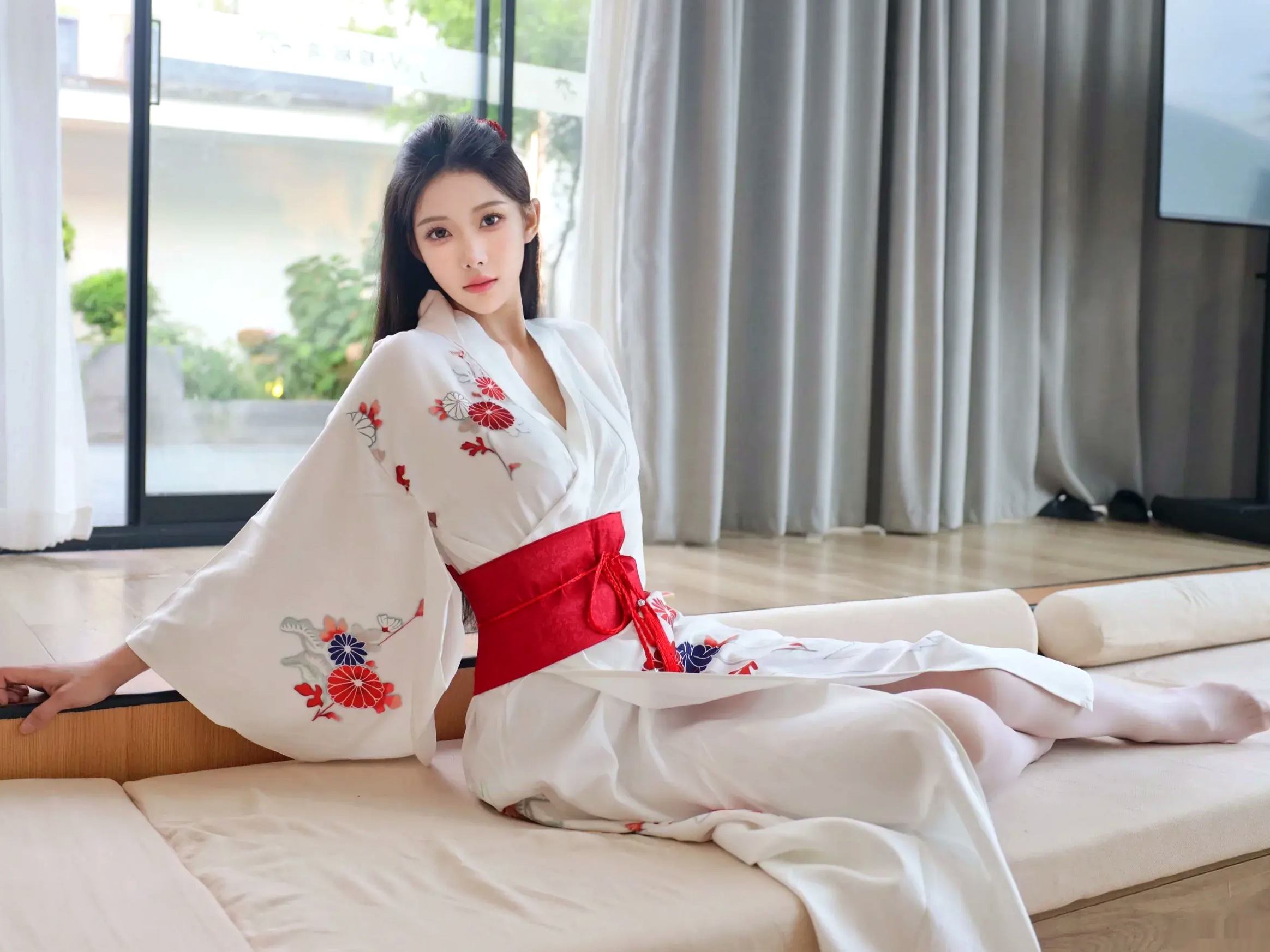 梨霜儿 - 潘金莲主题私房大尺度写真,日系和服变身与纯欲白丝诱惑,肤白如雪,尽显极致性感魅力