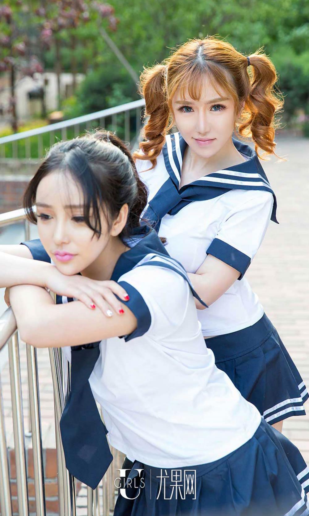 日系美女花韩恩熙&米娅户外甜美写真