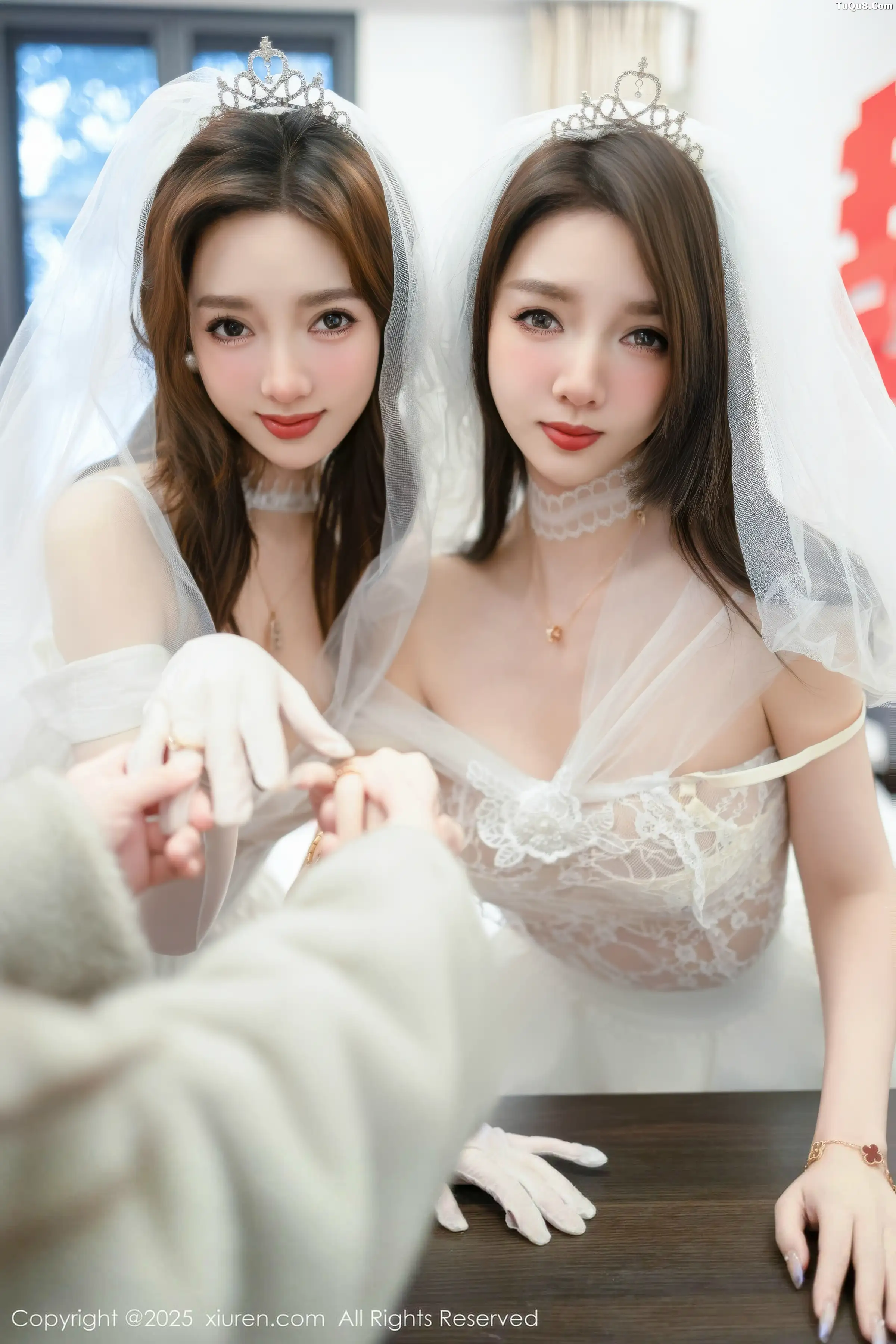 [XiuRen]高清写真图 2025.12.31 No.11184 Twins-桃之夭夭 白色蕾丝婚纱