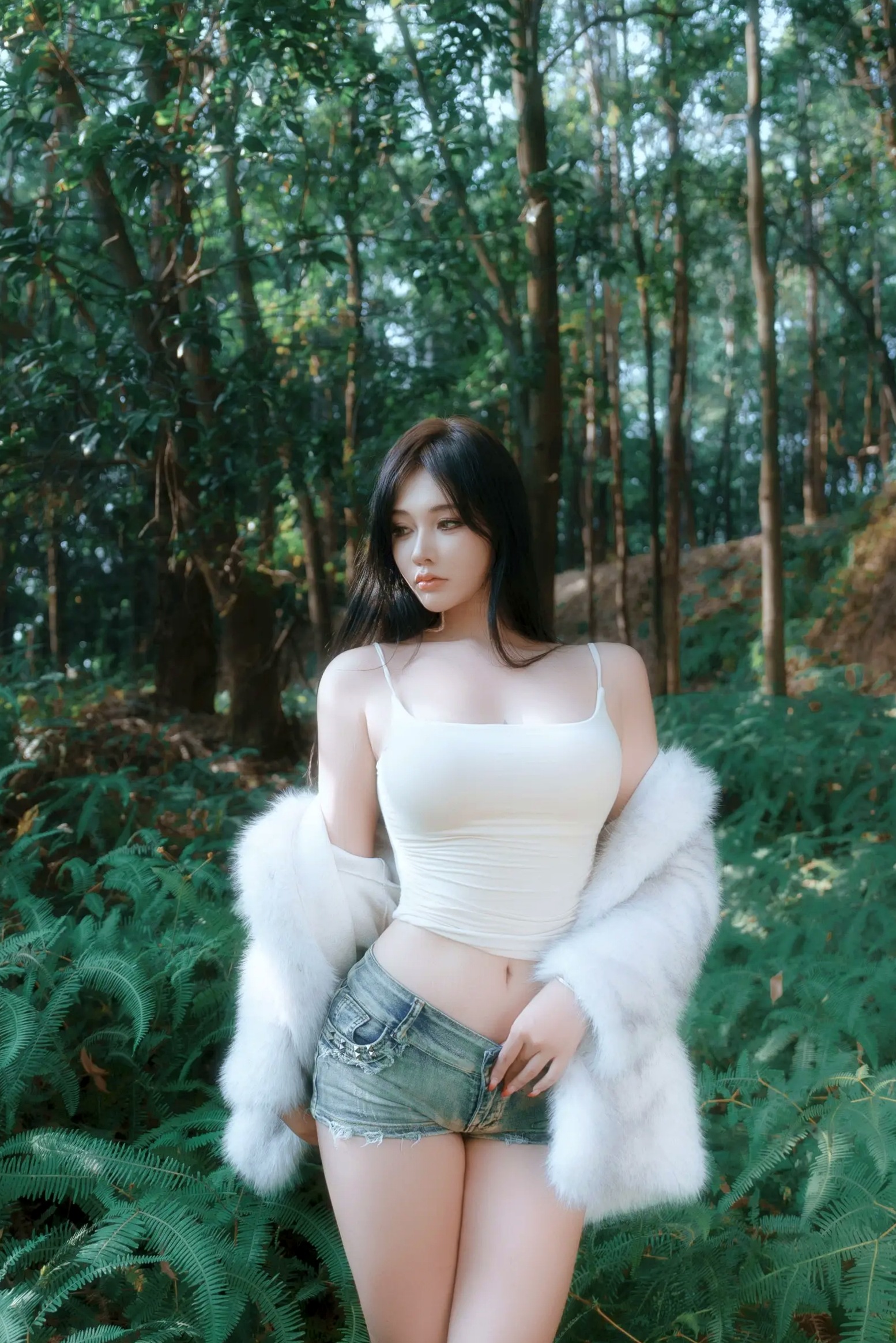 娜比 - 火辣性感冷艳女神毛绒外套热裤时尚写真 [181P]