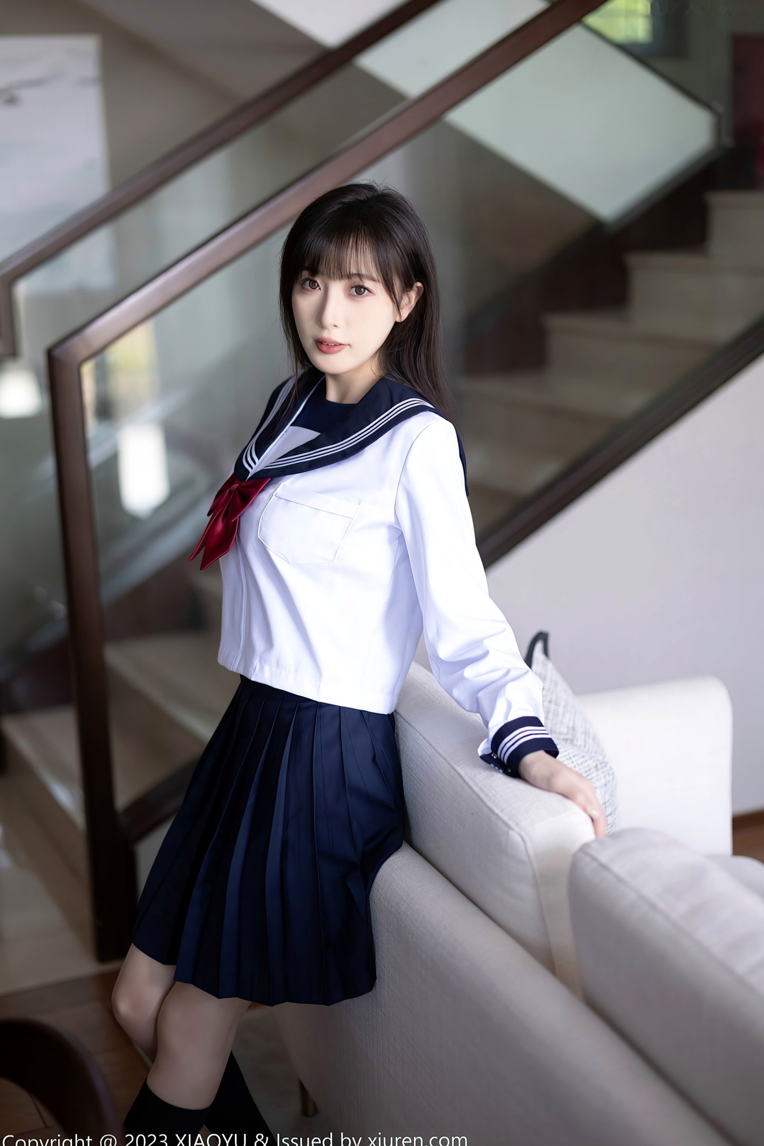 XiaoYu语画界1045：林星阑贵州旅拍，穿搭清纯日系校服与修身死库水，大长腿极致吸睛，气质甜美初恋感满满