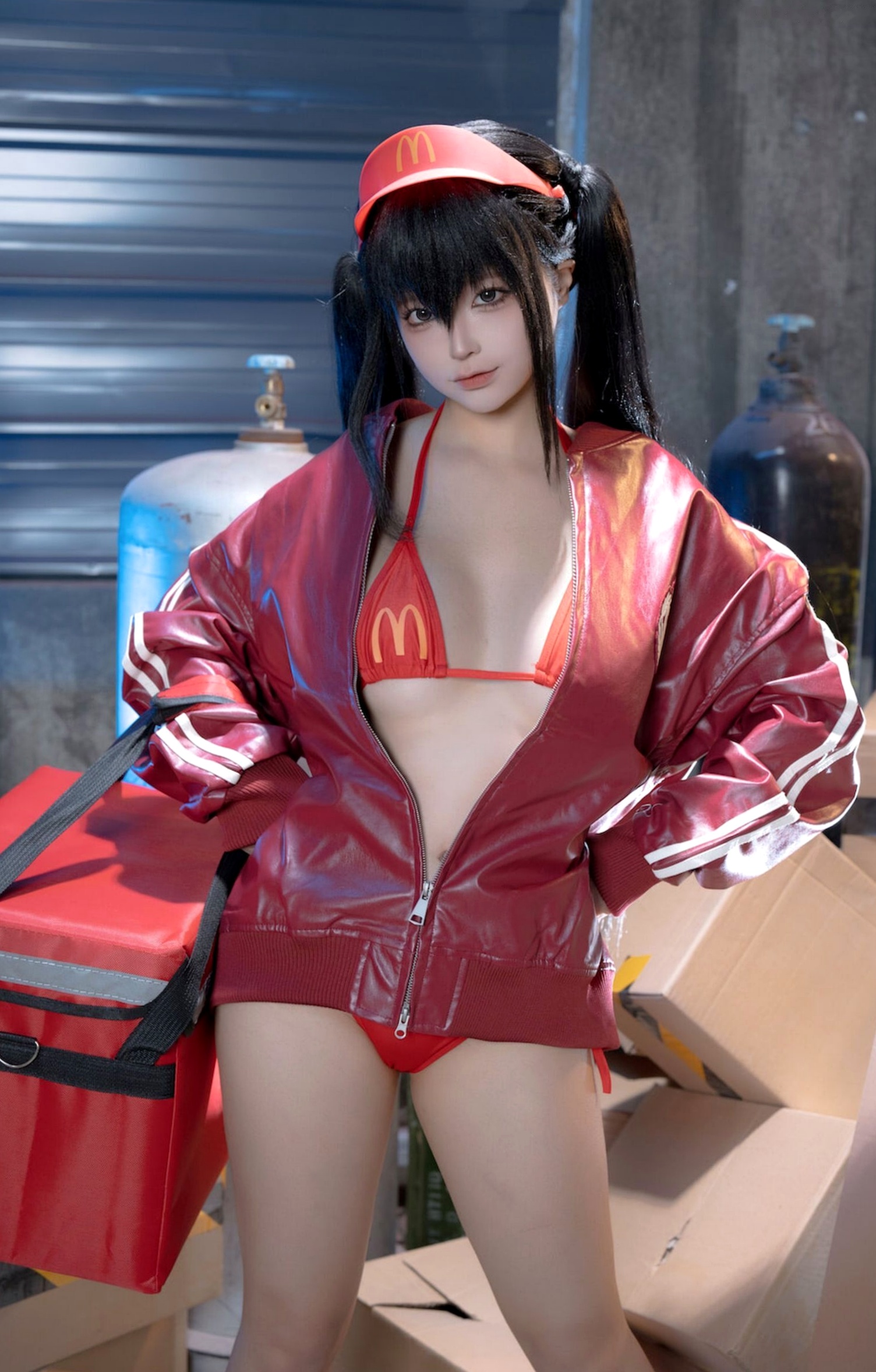 蠢沫沫-麦门视觉盛宴：仓库风性感比基尼写真，湿身美肤极致诱惑，上演火辣撩人时刻