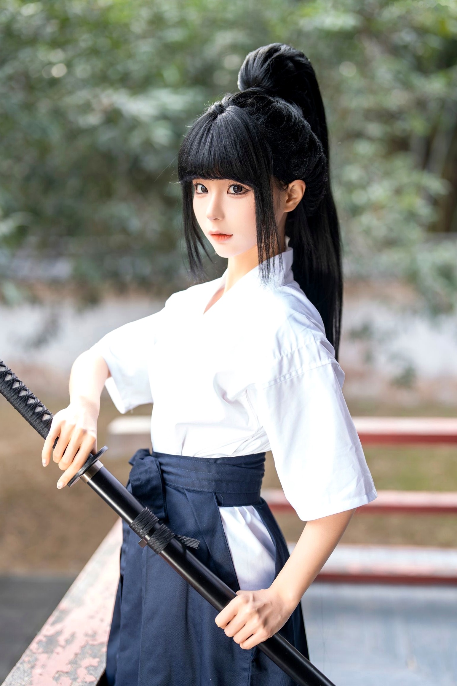 蠢沫沫-四月T2订阅2《武》：日系唯美武士刀剑道少女角色扮演，英气和服私房写真