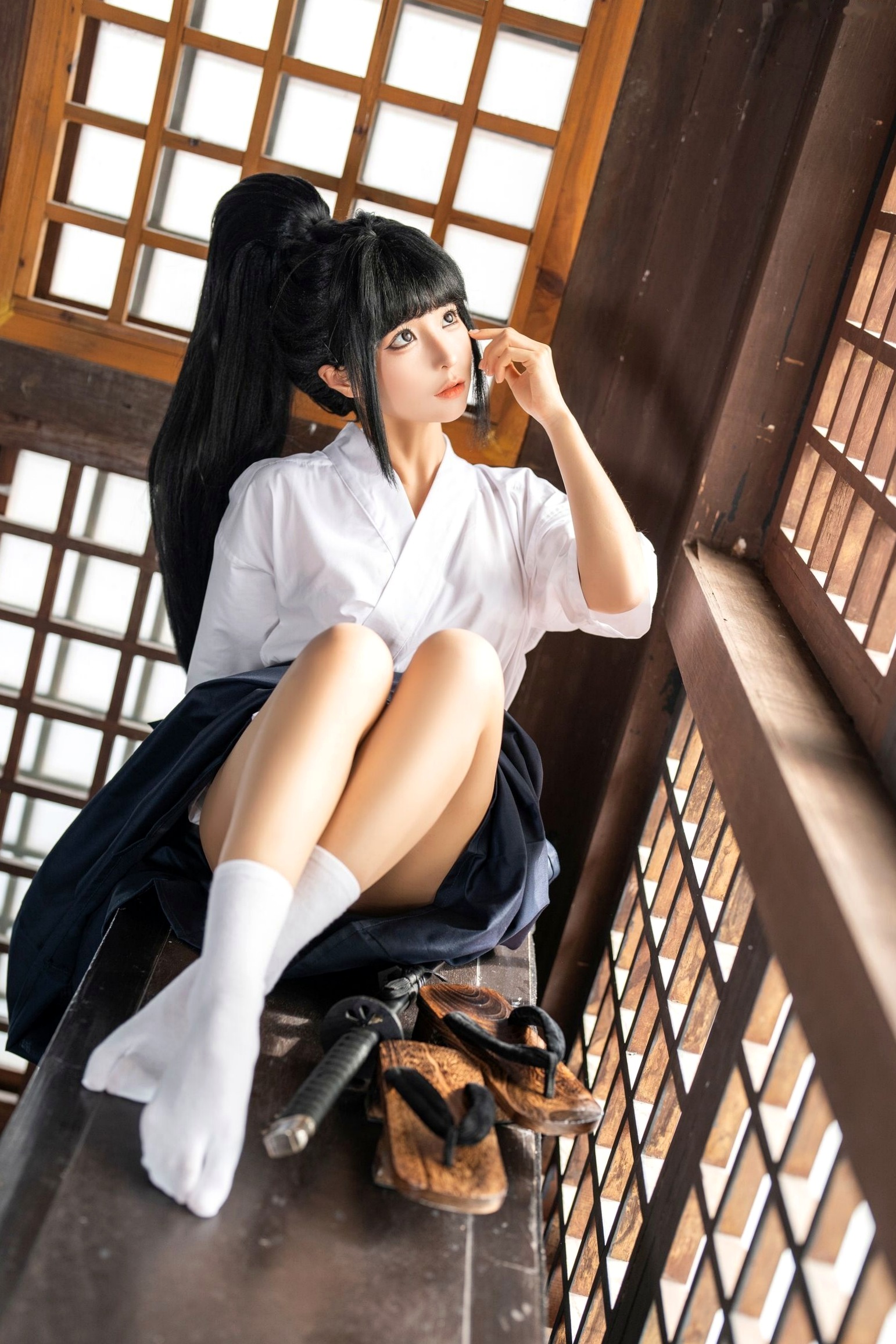 蠢沫沫-四月T2订阅2《武》：日系唯美武士刀剑道少女角色扮演，英气和服私房写真