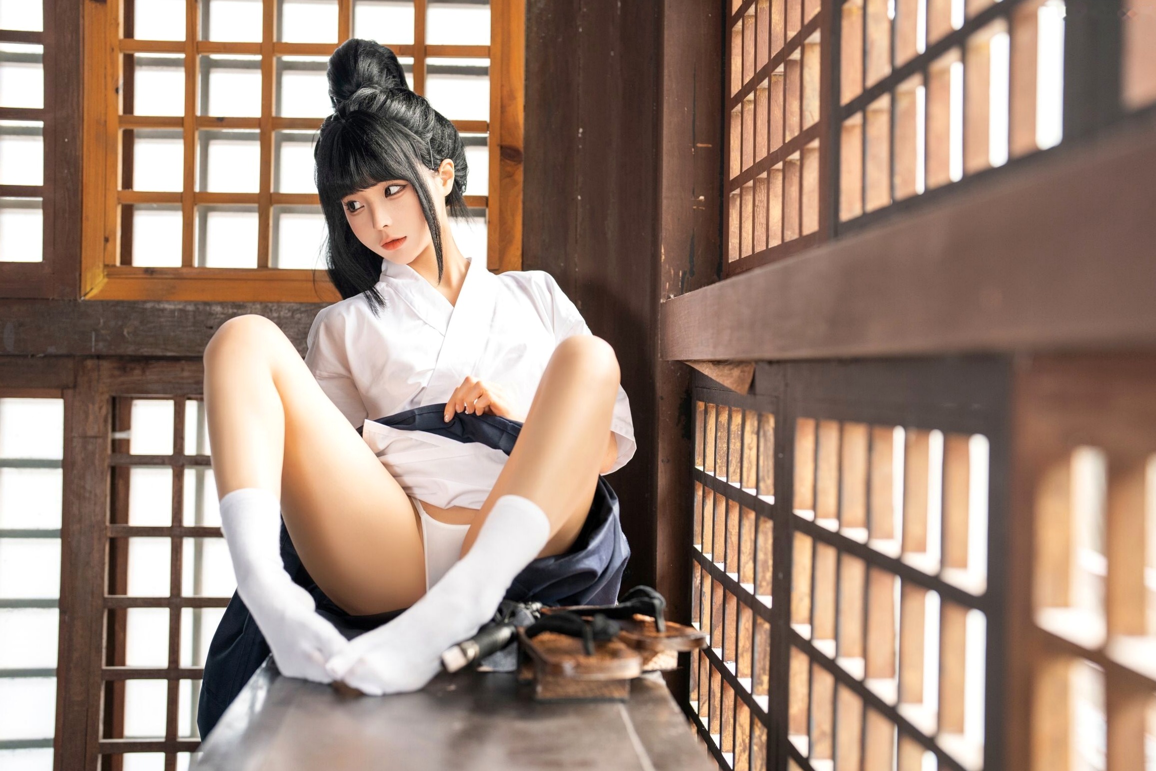 蠢沫沫-四月T2订阅2《武》：日系唯美武士刀剑道少女角色扮演，英气和服私房写真