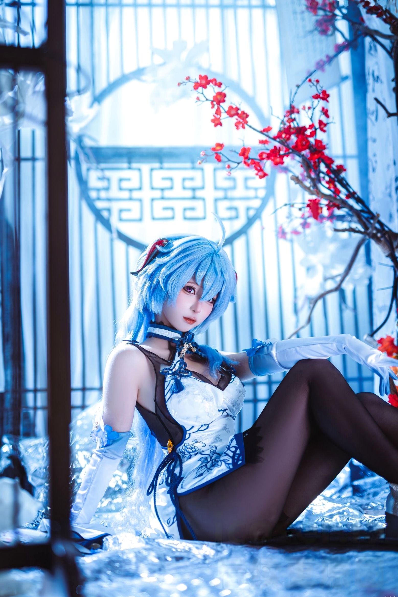 蠢沫沫-2024年会员合集-原神甘雨COS-绝美改良旗袍黑丝长腿-国风二次元视觉盛宴