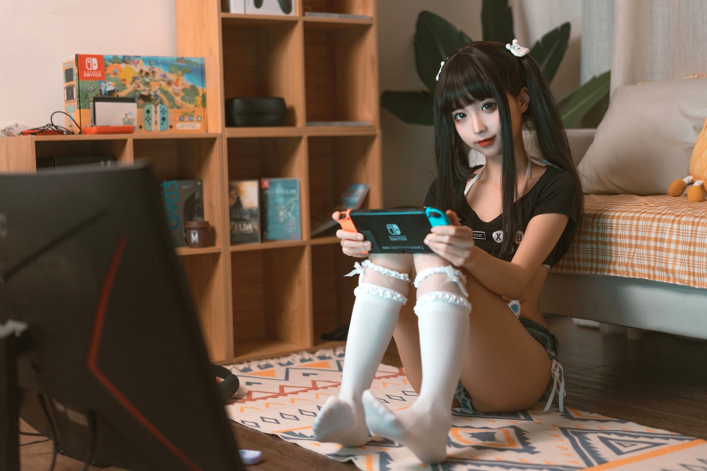蠢沫沫-144-健身环Gamer Girl私房写真，沉浸式游戏少女诱惑装扮，甜美颜值与火辣身材，打造治愈又心动的宅家风摄影大片