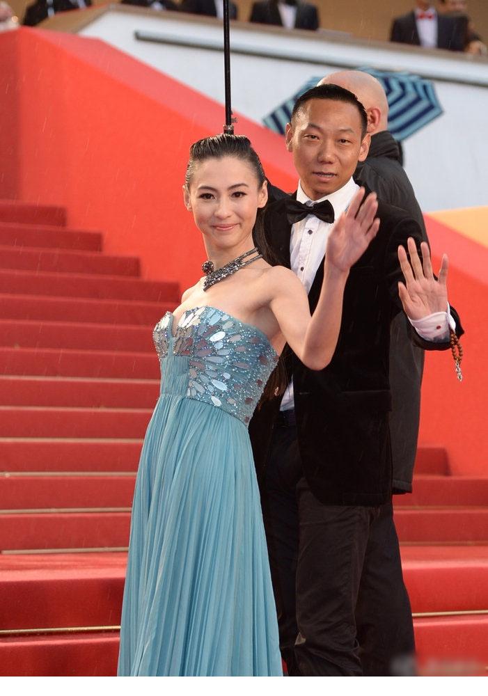 张柏芝戛纳闭幕气质蓝裙个人艺术照摄影