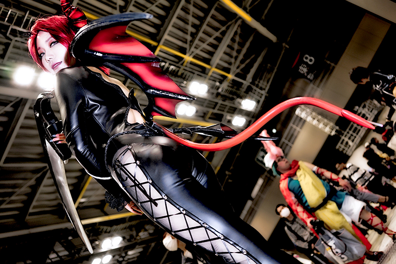 《King's Raid》魅魔Epis性感紧身连体皮衣美女Cosplay