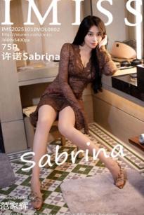 IMiss爱蜜社802期-许诺Sabrina-褐色蕾丝连衣短裙私房写真-酒店卧室极致诱惑女神大尺度无圣光作品