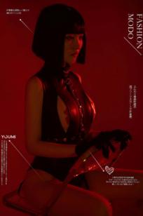 YouMi尤蜜：沈梦瑶《复仇女郎》— 魅惑红光暗调，冷艳黑色皮衣，极致性感大片