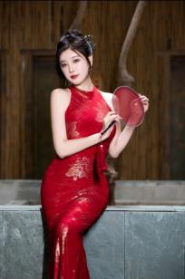 杨晨晨红色旗袍古典韵味与闪钻比基尼极致诱惑私房套图，颜值身材双重暴击 [109P]