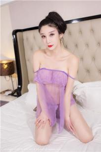 湿吻女神李宓儿 紫色透视薄纱内衣