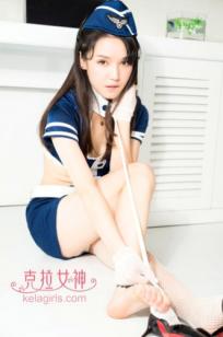 KelaGirls克拉女神 谭清清 空姐制服诱惑系列 白网袜角色扮演清纯写真