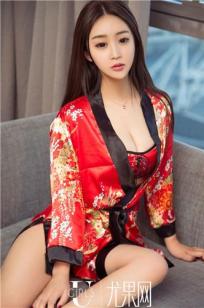 尤果美人叶汐 红色和风内衣