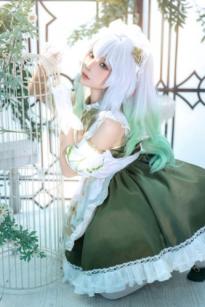 蠢沫沫-三月T3赠品《草神女仆纳西妲》清新梦幻二次元女仆Cosplay写真